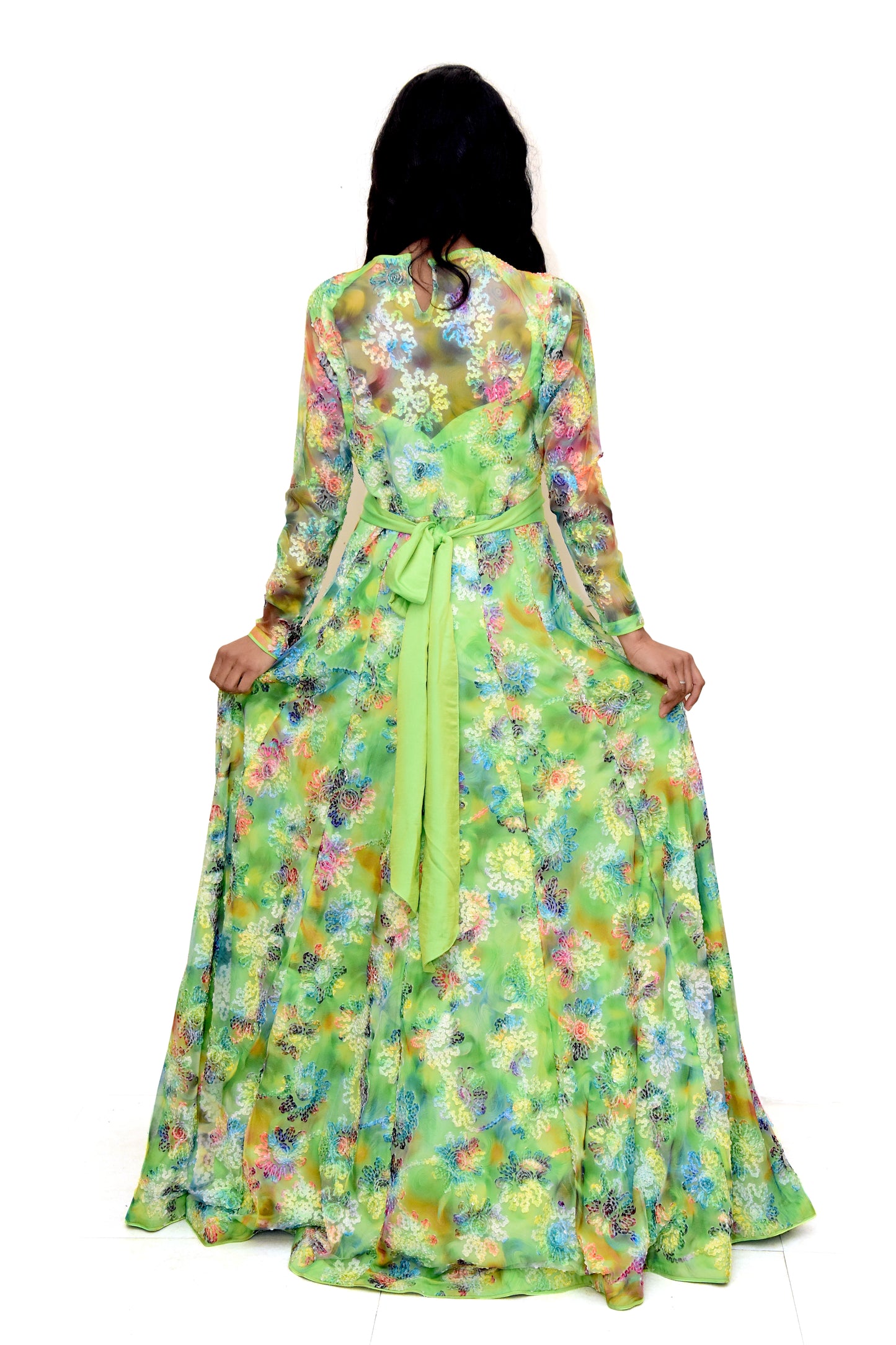 Green A-line Gown